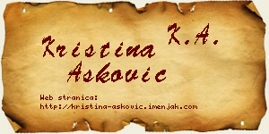 Kristina Ašković vizit kartica